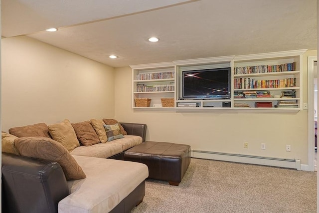 59 Davis St, Northborough, MA 01532 - carpeted living area featuring baseboard heating and recessed lighting