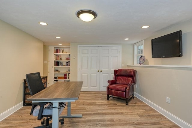 59 Davis St, Northborough, MA 01532 - home office featuring light wood-style floors and recessed lighting