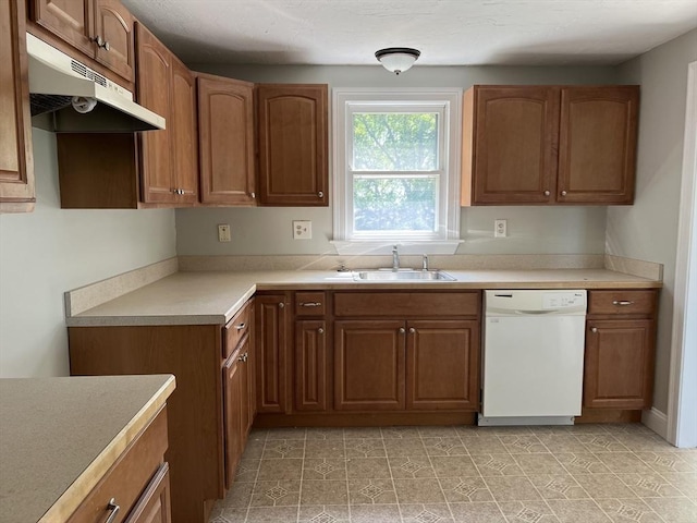 11 Skyview Ln, Woburn, MA 01801 - kitchen with dishwasher, under cabinet range hood, and brown cabinetry