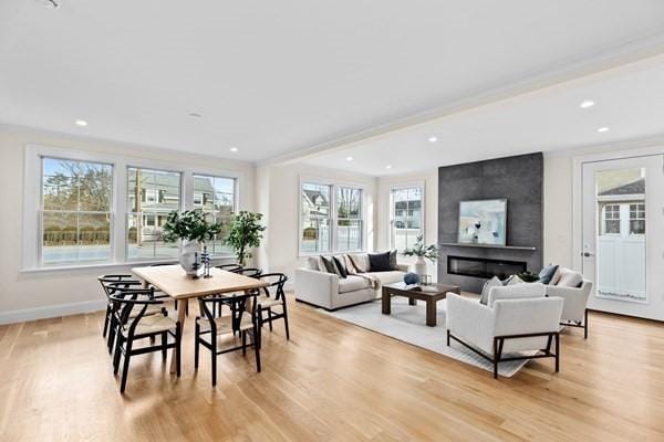32 Kingsbury St Unit 1, Wellesley, MA 02481 - dining room featuring light wood-style flooring and recessed lighting