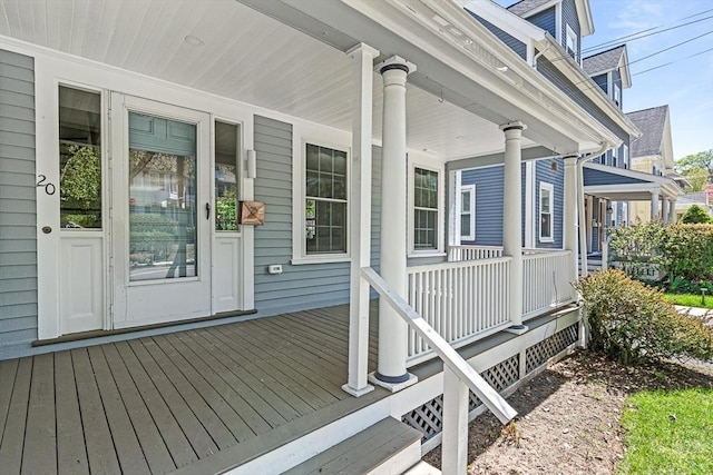 deck featuring a porch