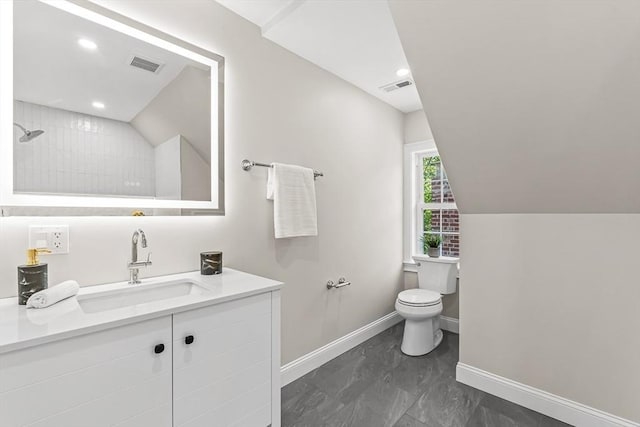 bathroom featuring visible vents, marble finish floor, baseboards, and toilet