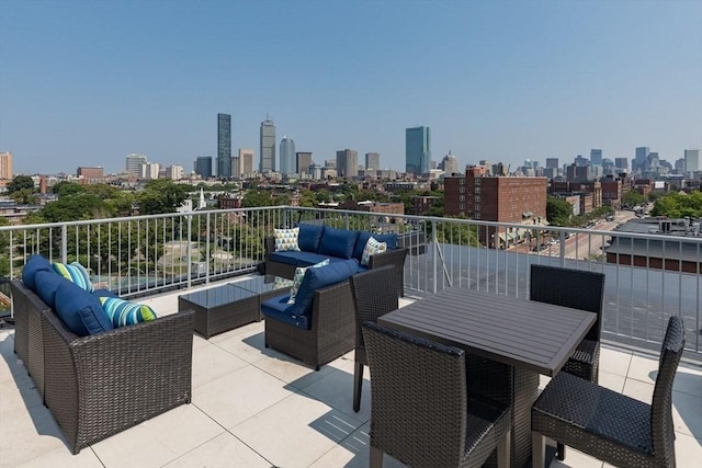 1948-1950 Washington St Unit 3E, Boston, MA 02118 - view of patio / terrace featuring an outdoor living space, a skyline view, and a balcony