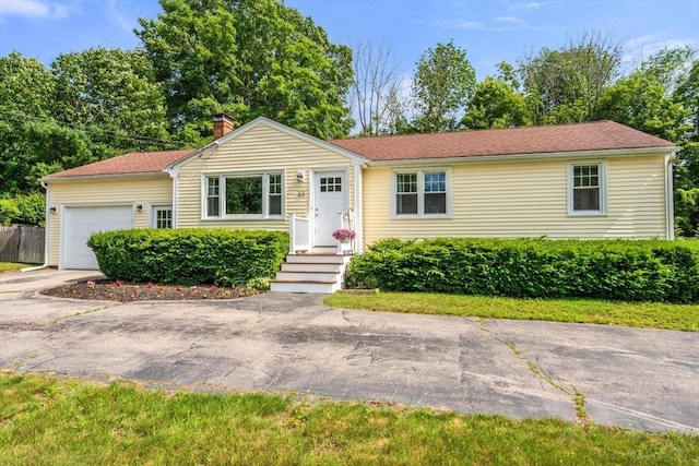 23 Redbird Rd, Wrentham, MA 02093 - ranch-style home with a garage, a chimney, and driveway