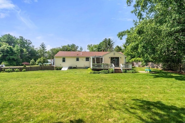 23 Redbird Rd, Wrentham, MA 02093 - rear view of property with a wooden deck and a fenced backyard