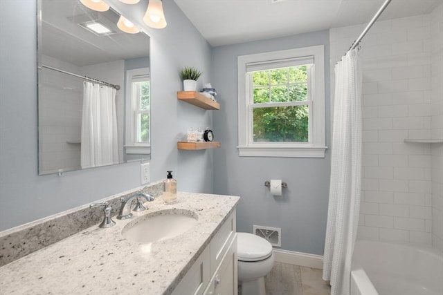 23 Redbird Rd, Wrentham, MA 02093 - full bath featuring vanity, plenty of natural light, shower / bath combo with shower curtain, and wood finished floors