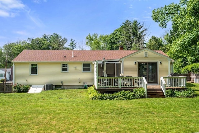23 Redbird Rd, Wrentham, MA 02093 - rear view of property with a wooden deck and a yard