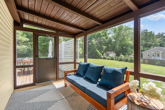 23 Redbird Rd, Wrentham, MA 02093 - sunroom with an outdoor hangout area and view of scattered trees