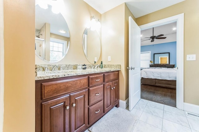 19 Crystal Cir, Tewksbury, MA 01876 - bathroom with ceiling fan, double vanity, connected bathroom, and marble finish floors