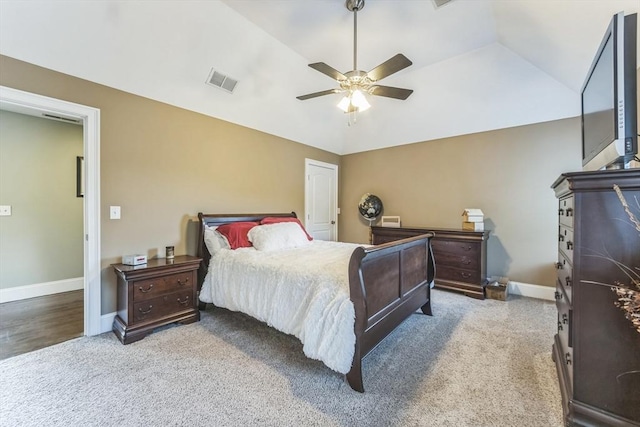 19 Crystal Cir, Tewksbury, MA 01876 - carpeted bedroom with vaulted ceiling and a ceiling fan