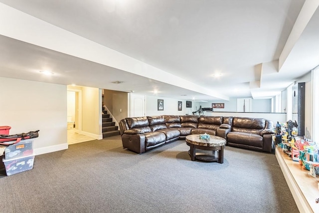 19 Crystal Cir, Tewksbury, MA 01876 - living area featuring carpet flooring and stairs