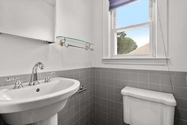 80 Joyce Kilmer Rd, Boston, MA 02132 - half bathroom with tile walls and wainscoting