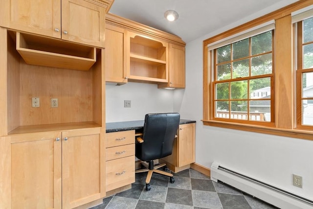80 Joyce Kilmer Rd, Boston, MA 02132 - office area with a baseboard heating unit and built in study area