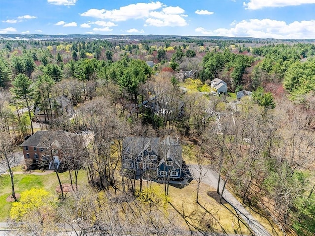 aerial view featuring a forest view