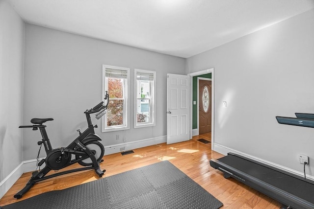 34 Prout St, Quincy, MA 02169 - exercise area featuring light wood-type flooring and baseboards
