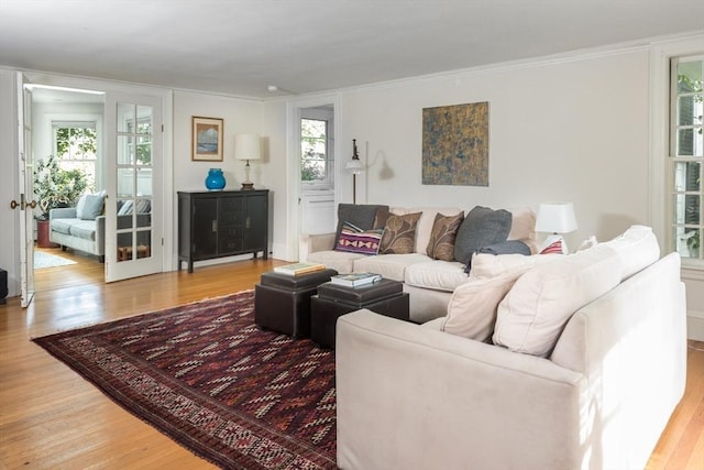 40 Stone Rd, Belmont, MA 02478 - living area featuring light wood-type flooring and crown molding