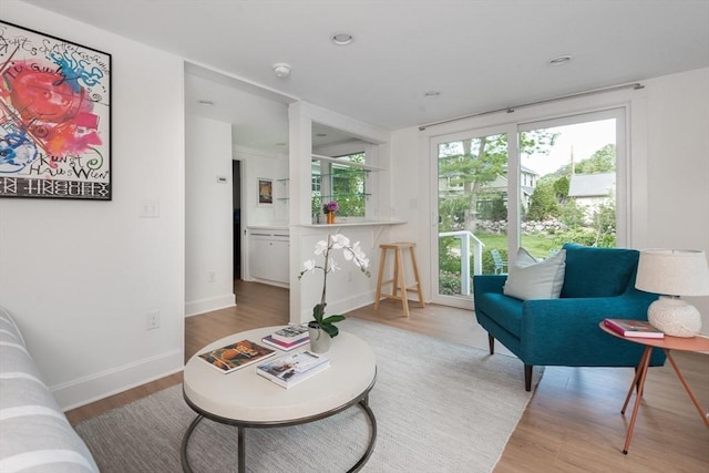 40 Stone Rd, Belmont, MA 02478 - living room featuring wood finished floors, baseboards, and recessed lighting