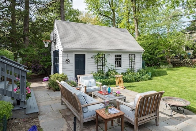 40 Stone Rd, Belmont, MA 02478 - view of patio / terrace featuring an outbuilding and outdoor lounge area