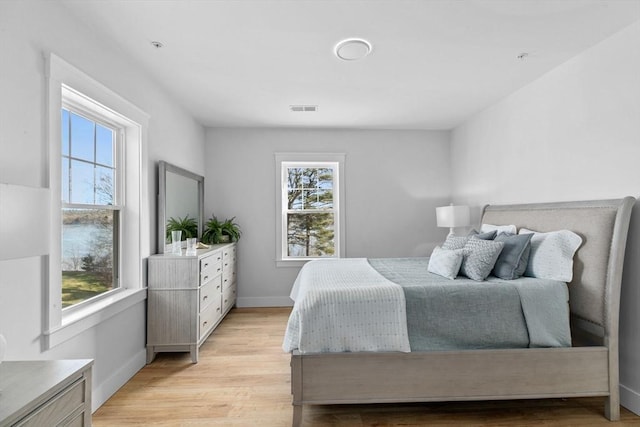 bedroom with light hardwood / wood-style flooring