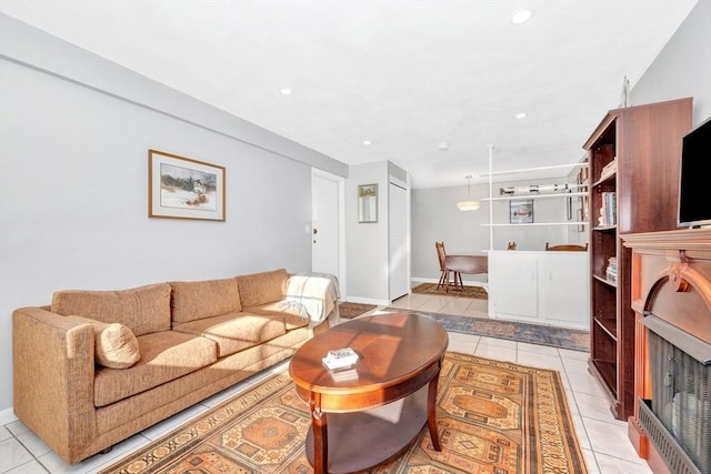 view of tiled living room