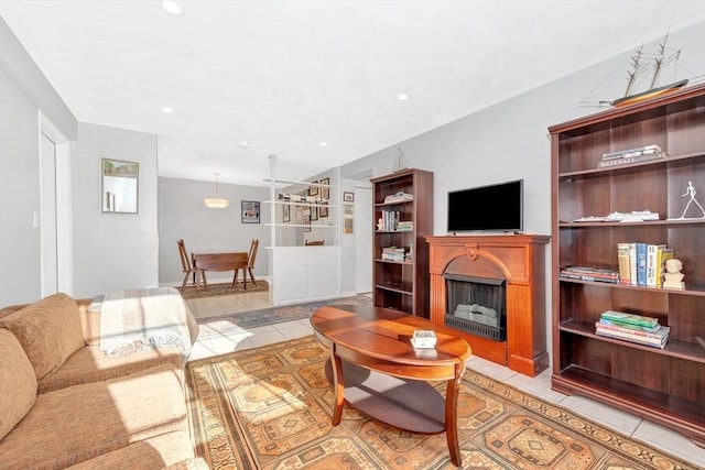 view of tiled living room