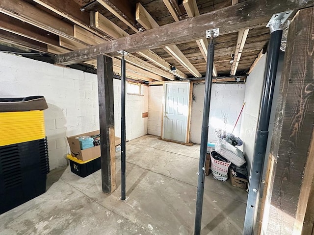 view of unfinished basement