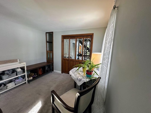 sitting room featuring carpet