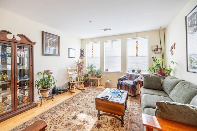 sitting room with hardwood / wood-style floors