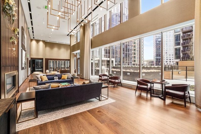 common area with a city view