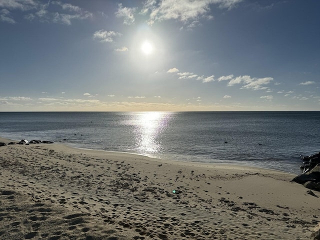 view of water feature featuring a beach view