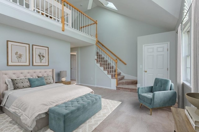 5 Brookfield Dr Unit B, Groton, MA 01450 - carpeted bedroom with high vaulted ceiling and a skylight
