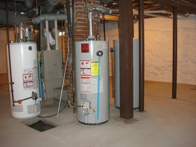 utility room with water heater