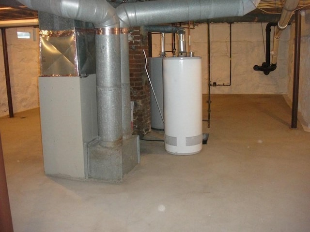 utilities with gas water heater and heating unit