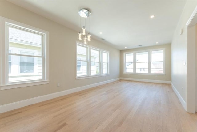 103-105 Neponset Ave, Boston, MA 02131 - spare room featuring light wood-style flooring, a chandelier, and recessed lighting