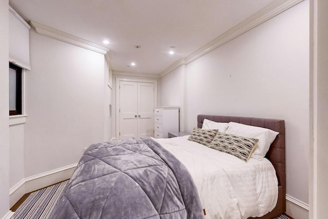 bedroom featuring ornamental molding