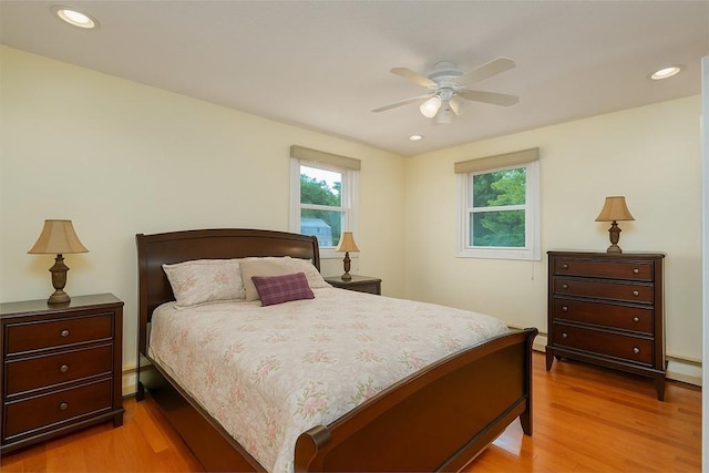 48 Rosemont St Unit 48, Haverhill, MA 01830 - bedroom featuring light wood finished floors, recessed lighting, and ceiling fan