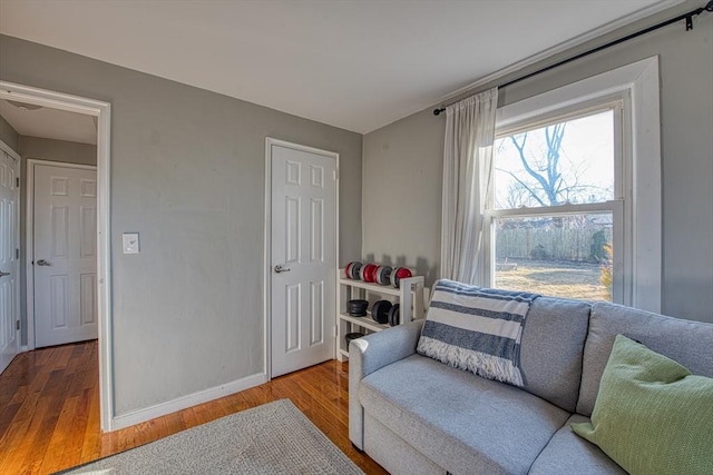 living area featuring light wood-type flooring