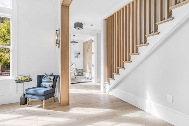 entryway with light wood-type flooring and plenty of natural light