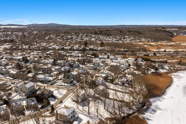 birds eye view of property featuring a mountain view and a residential view