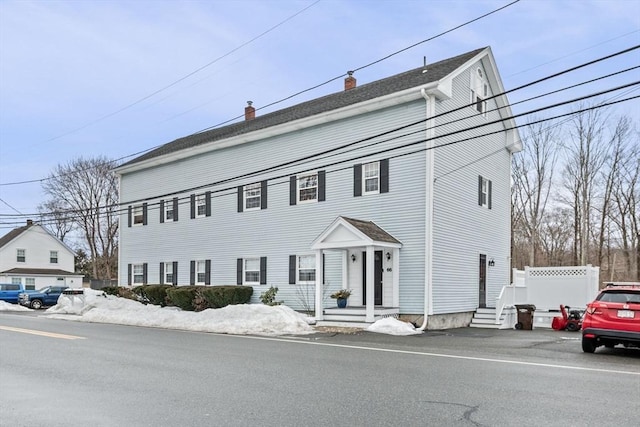 colonial house with a chimney