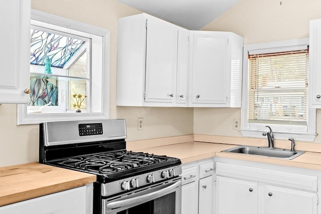 4 Morrison Way, Lakeville, MA 02347 - kitchen with stainless steel gas range, white cabinets, and plenty of natural light