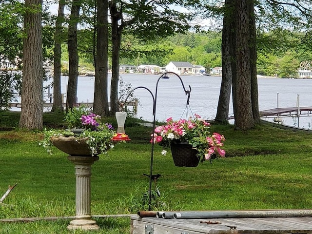 view of yard featuring a water view