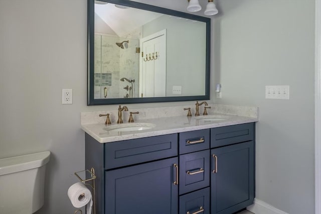 177 S St, Upton, MA 01568 - bathroom with toilet, a tile shower, and double vanity