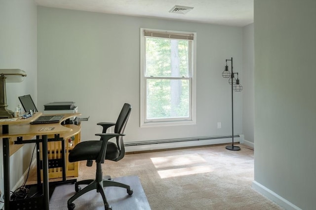 177 S St, Upton, MA 01568 - carpeted home office with baseboards and a baseboard heating unit
