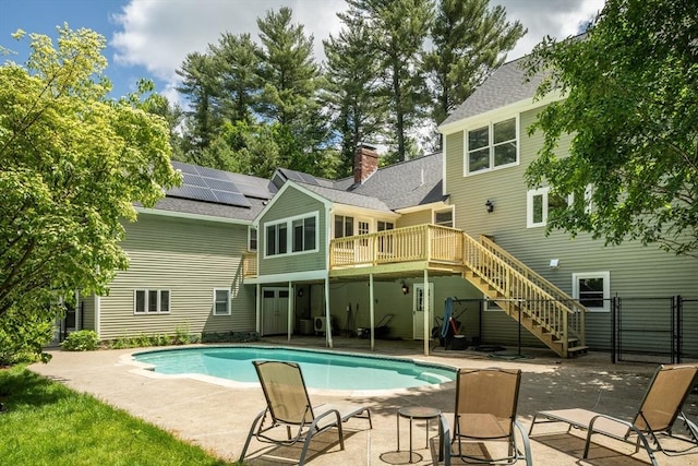 177 S St, Upton, MA 01568 - outdoor pool featuring stairway, a wooden deck, a patio area, and a gate