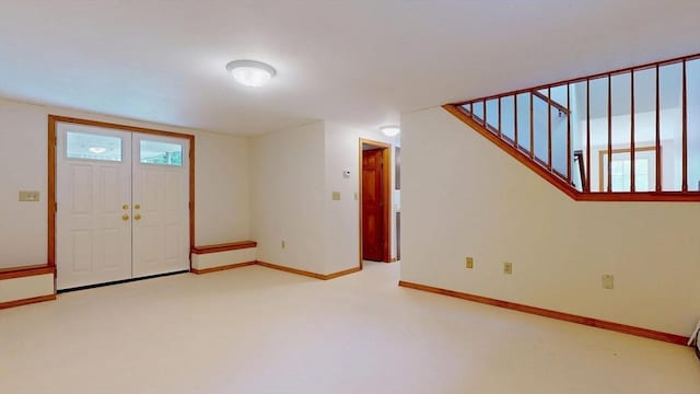 177 S St, Upton, MA 01568 - entryway with baseboards, stairway, and light carpet