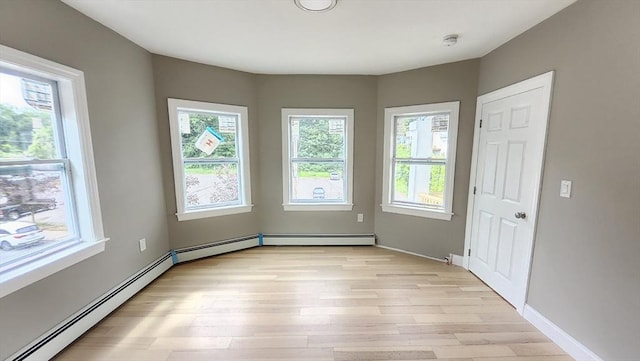 97-99 Blaisdell St Unit 3, Haverhill, MA 01832 - empty room featuring light wood-style flooring, baseboard heating, and a smoke detector