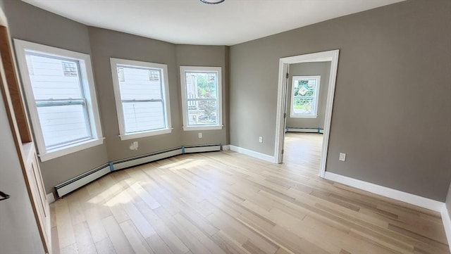 97-99 Blaisdell St Unit 3, Haverhill, MA 01832 - spare room with a baseboard heating unit, baseboard heating, healthy amount of natural light, and light wood-style flooring