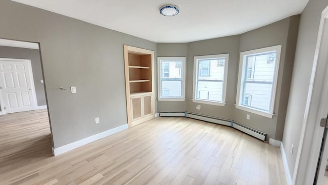 97-99 Blaisdell St Unit 3, Haverhill, MA 01832 - empty room featuring a baseboard radiator, light wood-style floors, and built in features