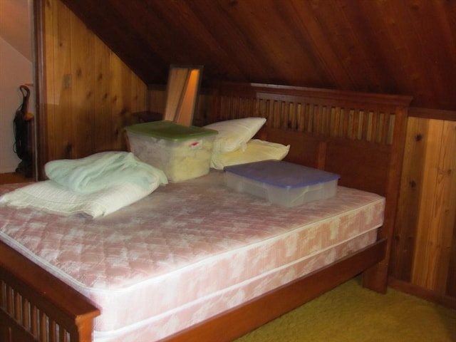 82 Laroche St, Ludlow, MA 01056 - bedroom with vaulted ceiling, wood walls, and wooden ceiling